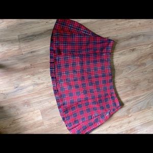 Red and gold plaid skirt